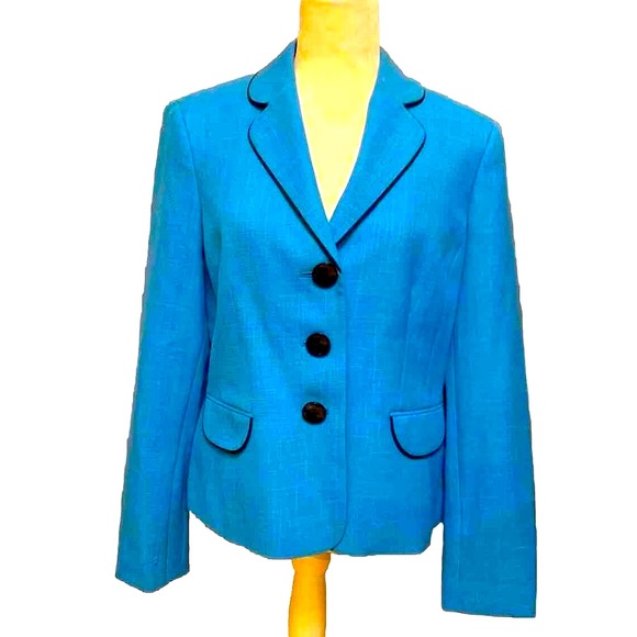 Evan Picone Blazer Women’s 10 Teal Blue Professional Suit Separates Jacket Lined - Picture 1 of 12